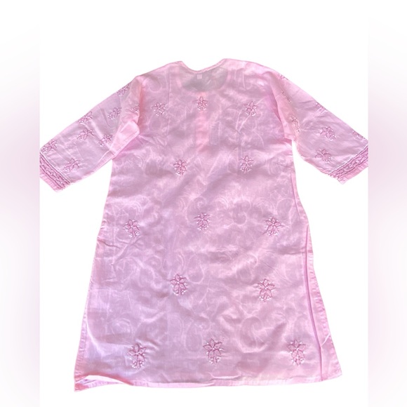 Chikankari Hand-Embroidered Straight Pink Kurti Tunic size 42, US L. NEW - Picture 10 of 16
